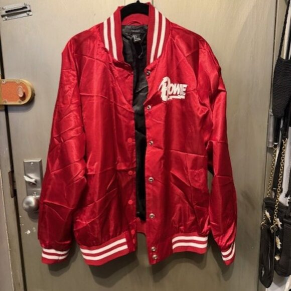 Retro David Bowie Rare Limited Edition Red Satin Bomber / Varsity Tour Jacket - Picture 3 of 16